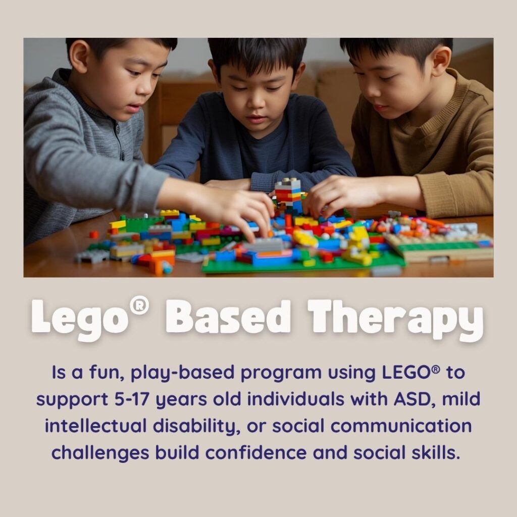 LEGO® Therapy for social communication, teamwork and problem-solving skills.