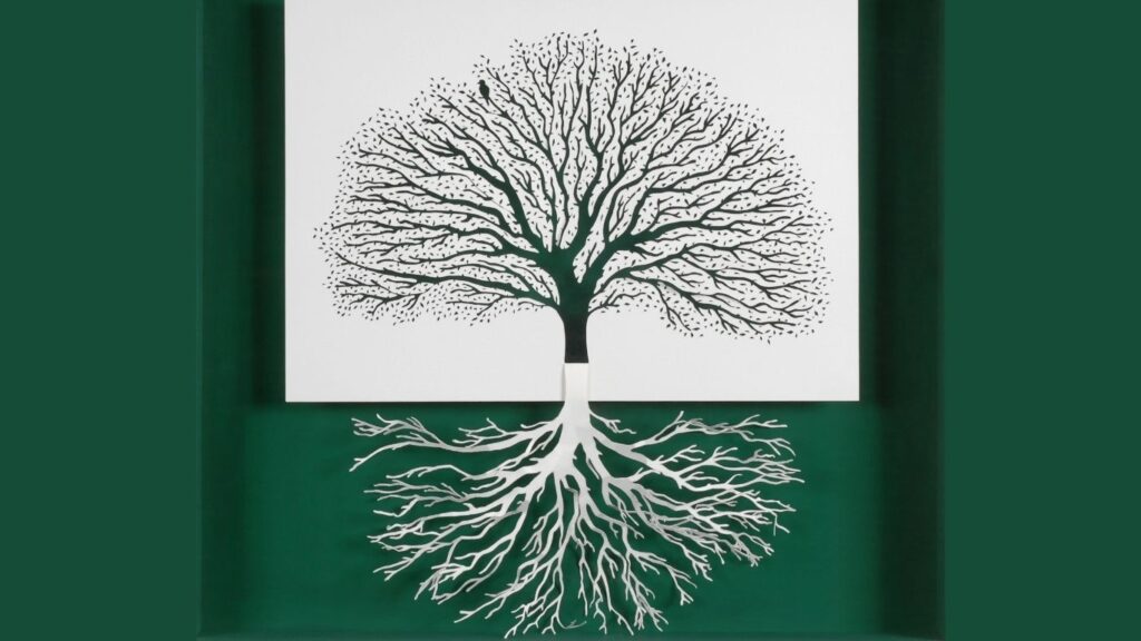 quietly steers the tree above